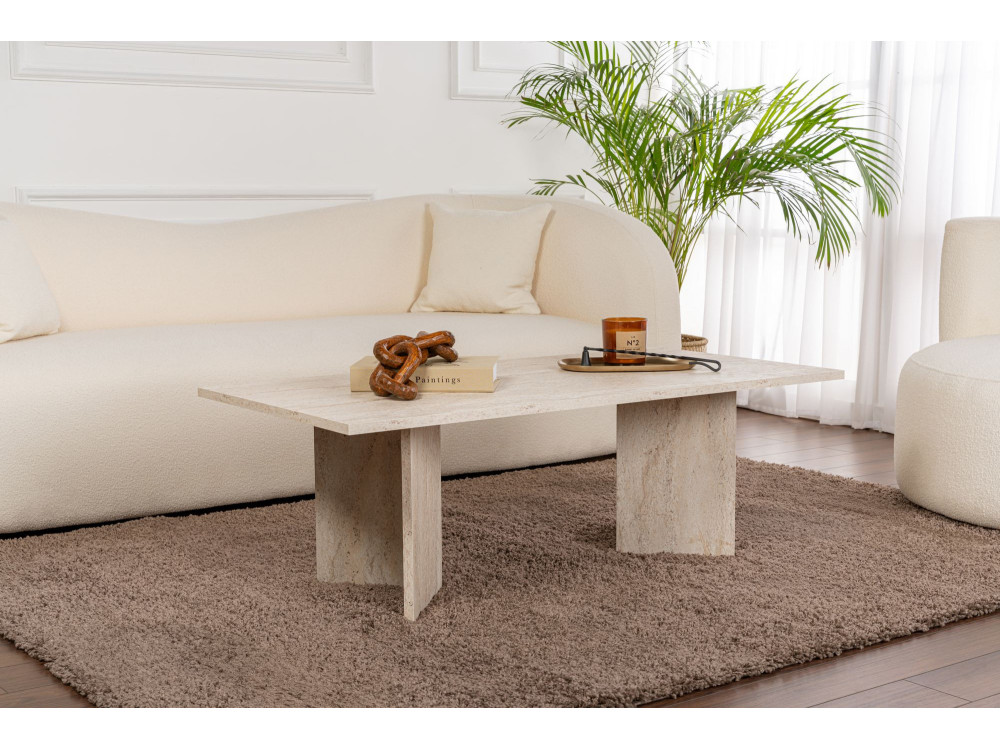 Mesa de centro de madera "Sabin" - 60 x 119 x 40 cm - Travertino