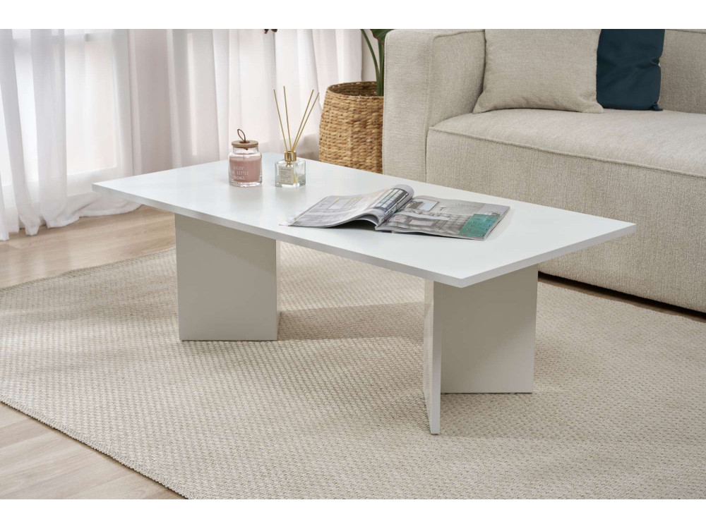 Mesa baja de madera "Sabin" 119 x 60 x 40 cm - Blanco