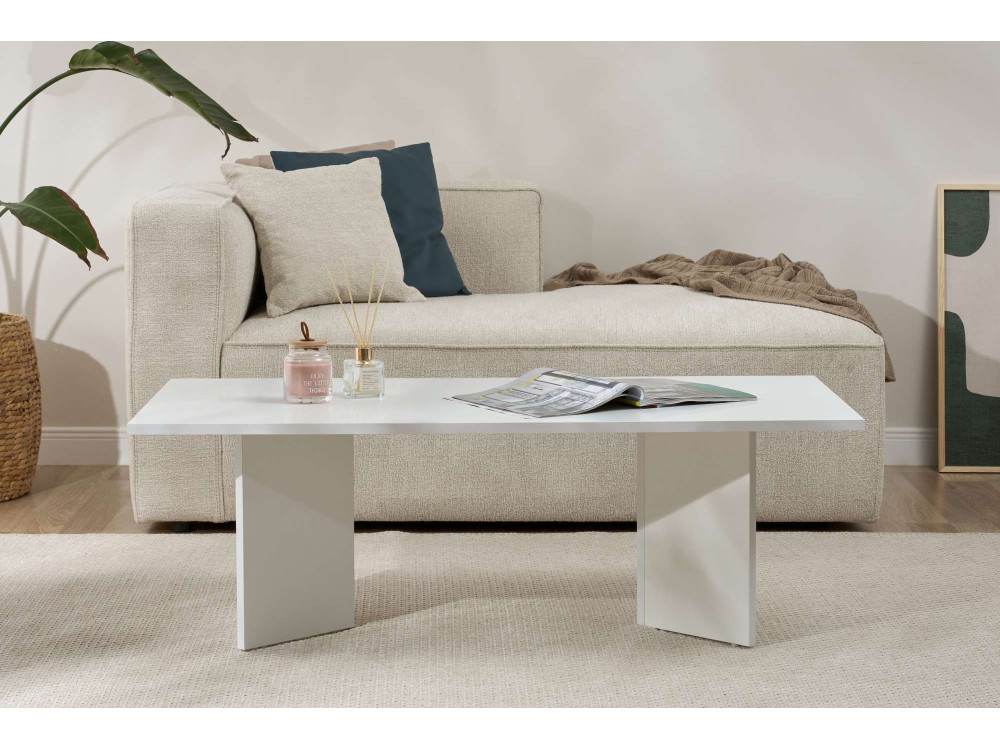 Mesa baja de madera "Sabin" 119 x 60 x 40 cm - Blanco