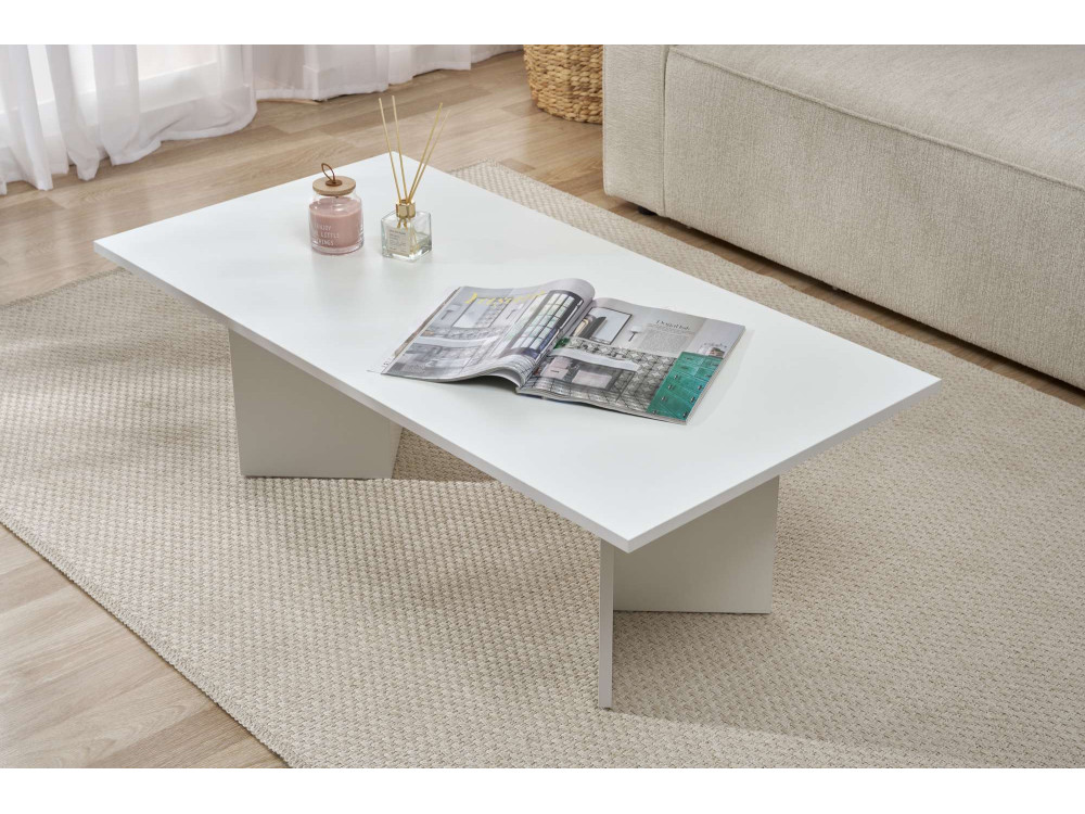 Mesa baja de madera "Sabin" 119 x 60 x 40 cm - Blanco