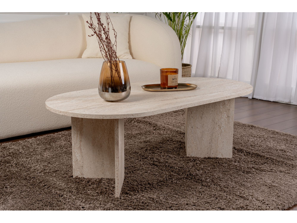 Mesa de centro de madera "Sable" - 60 x 119 x 40 cm - Travertino