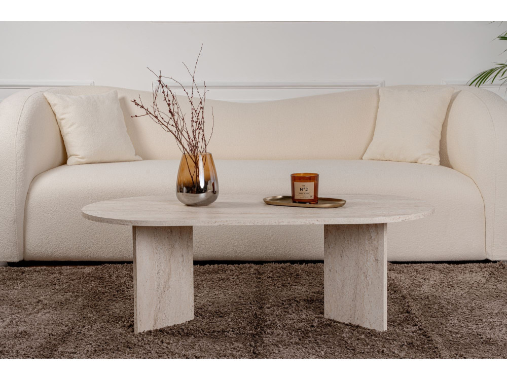Mesa de centro de madera "Sable" - 60 x 119 x 40 cm - Travertino