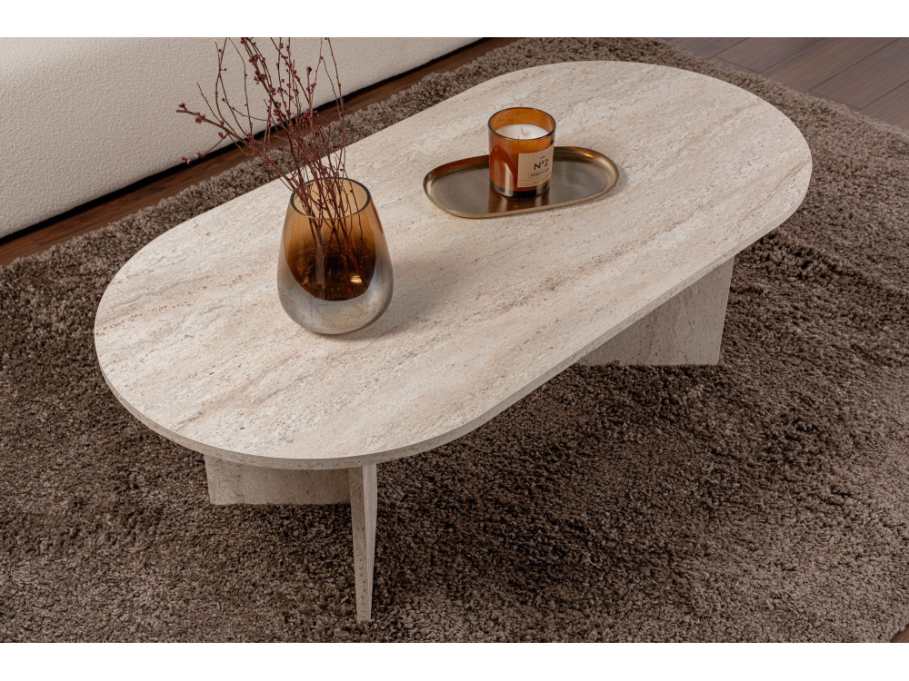 Mesa de centro de madera "Sable" - 60 x 119 x 40 cm - Travertino