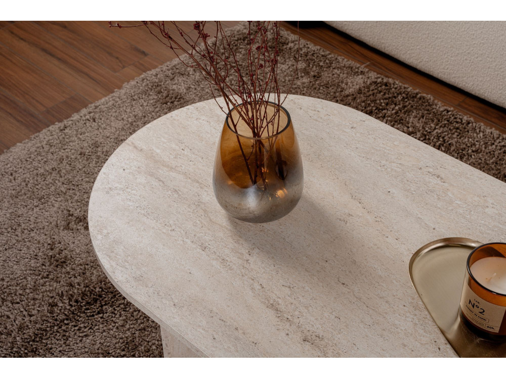 Mesa de centro de madera "Sable" - 60 x 119 x 40 cm - Travertino