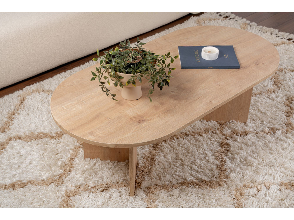 Mesa de centro de madera "Sable" - 60 x 119 x 40 cm - Roble zafiro