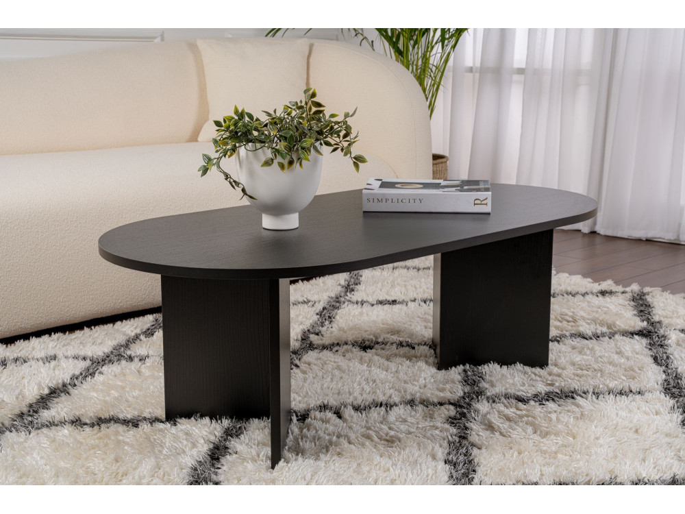 Mesa de centro de madera "Sable" - 60 x 119 x 40 cm - Madera negra