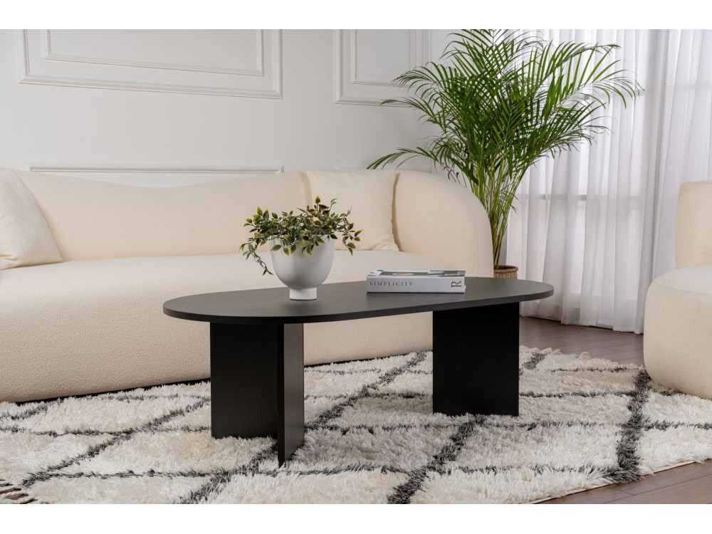 Mesa de centro de madera "Sable" - 60 x 119 x 40 cm - Madera negra