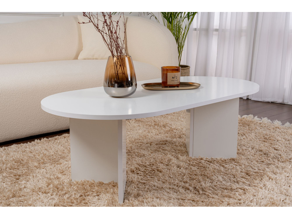 Mesa de centro de madera "Sable" - 60 x 119 x 40 cm - Blanco