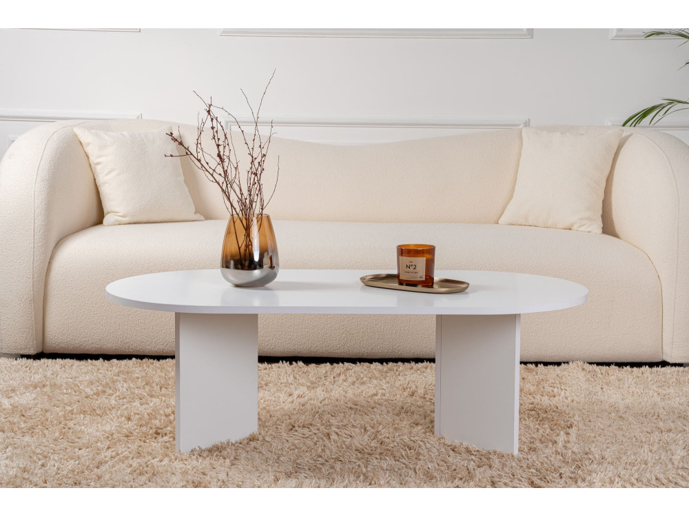 Mesa de centro de madera "Sable" - 60 x 119 x 40 cm - Blanco