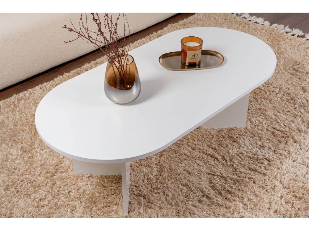 Mesa de centro de madera "Sable" - 60 x 119 x 40 cm - Blanco