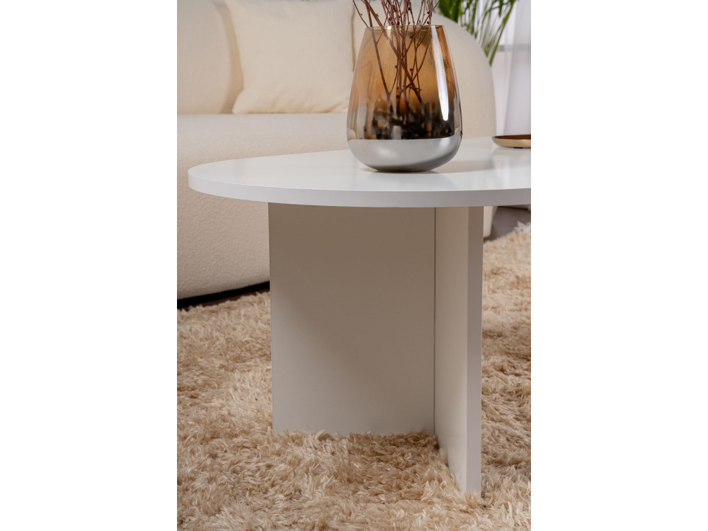 Mesa de centro de madera "Sable" - 60 x 119 x 40 cm - Blanco