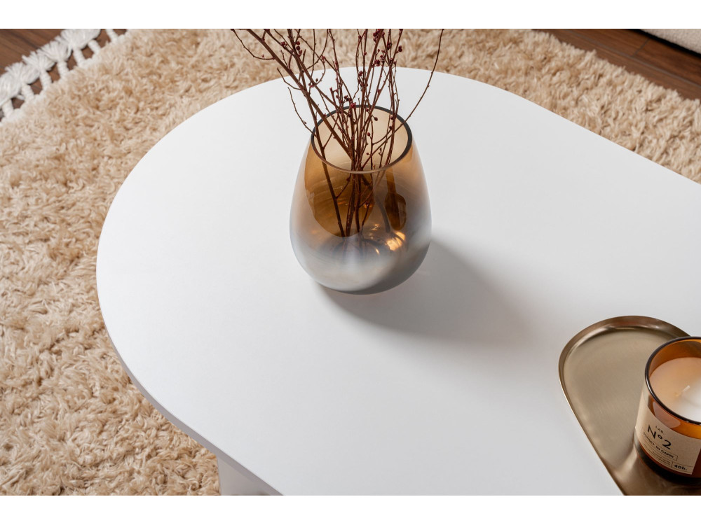 Mesa de centro de madera "Sable" - 60 x 119 x 40 cm - Blanco