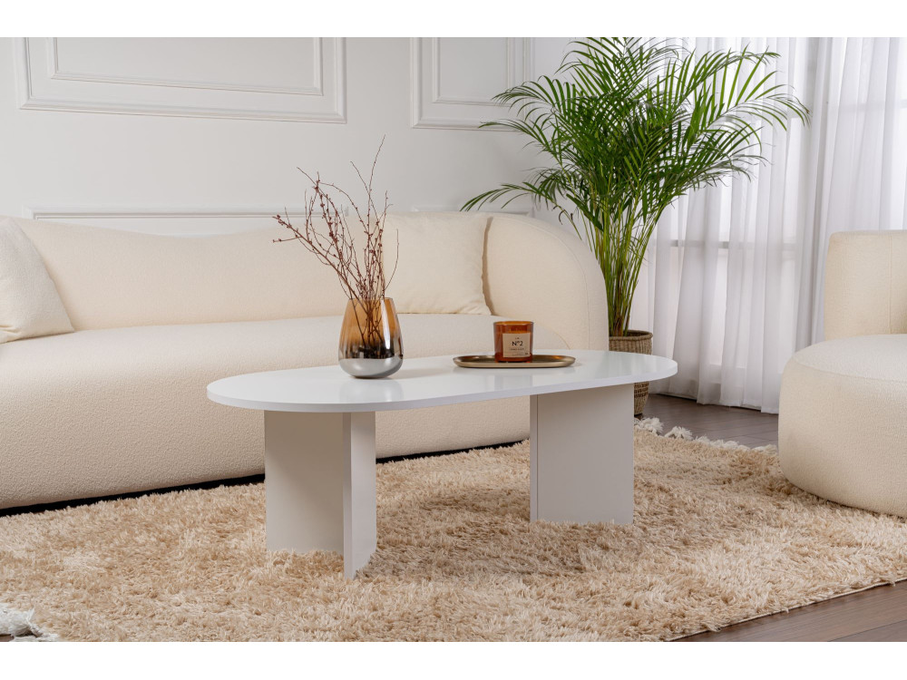 Mesa de centro de madera "Sable" - 60 x 119 x 40 cm - Blanco