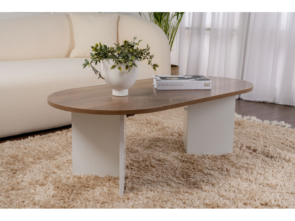 Mesa de centro de madera "Sable" - 60 x 119 x 40 cm - Nogal Blanco