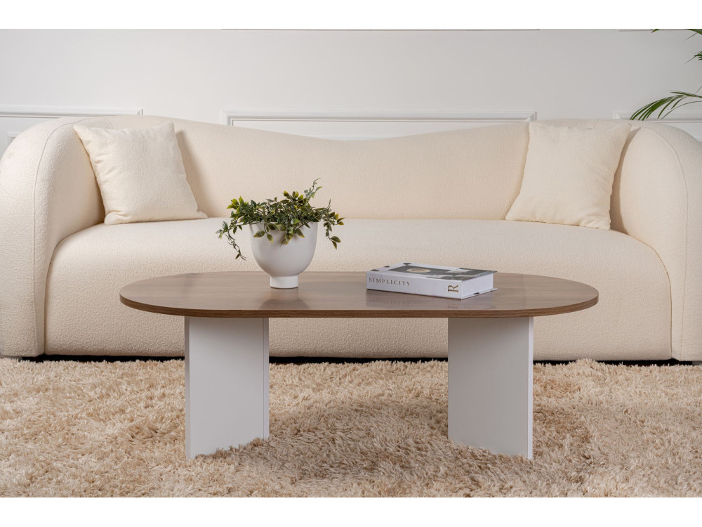Mesa de centro de madera "Sable" - 60 x 119 x 40 cm - Nogal Blanco