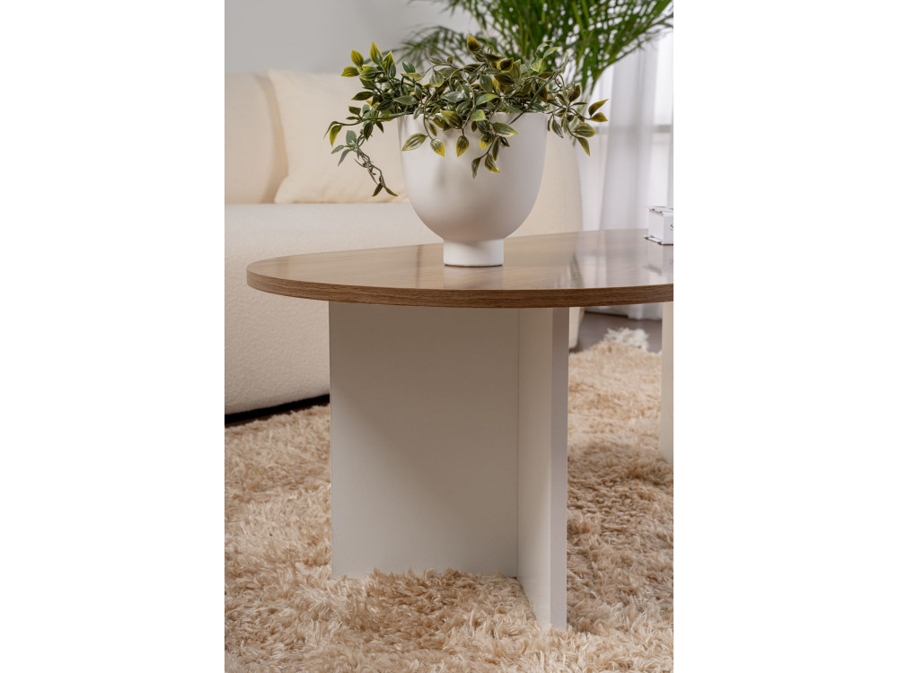 Mesa de centro de madera "Sable" - 60 x 119 x 40 cm - Nogal Blanco