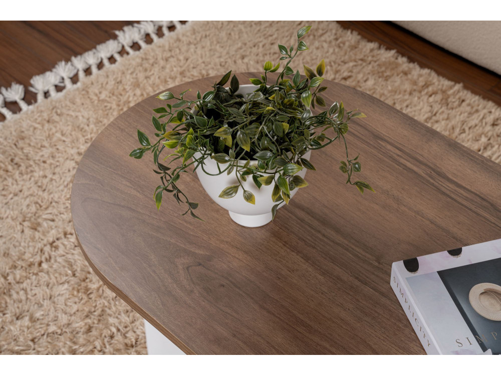 Mesa de centro de madera "Sable" - 60 x 119 x 40 cm - Nogal Blanco