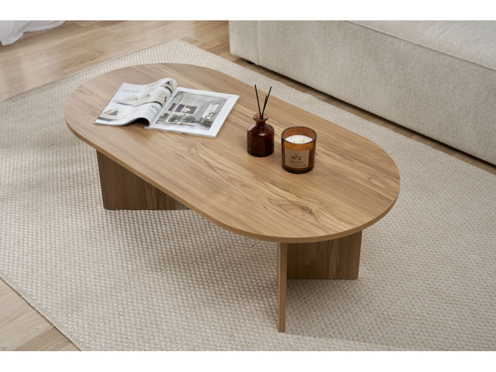Mesa de centro de madera "Sable" - 60 x 119 x 40 cm - Roble