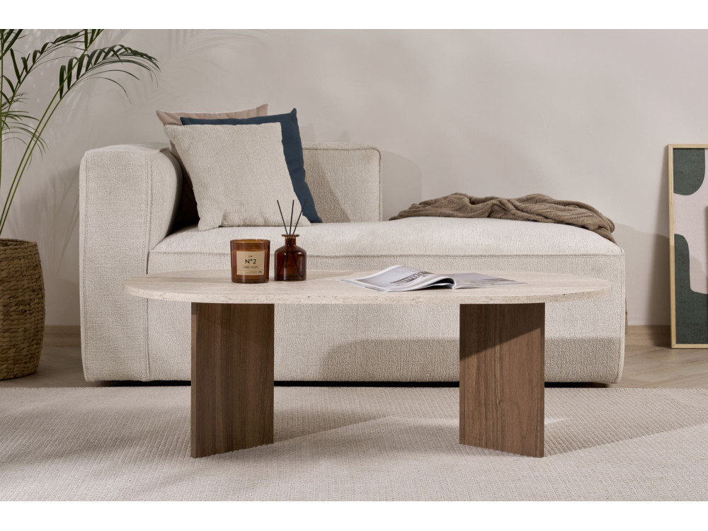 Mesa baja de madera "Sable" 119 x 60 x 40 cm - Travertino