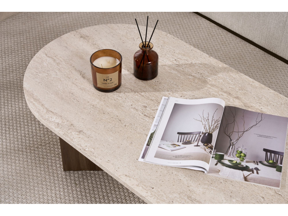 Mesa baja de madera "Sable" 119 x 60 x 40 cm - Travertino