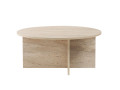 Mesa de centro de madera "Sun" - 90 x 90 x 40 cm - Nogal - Travertino