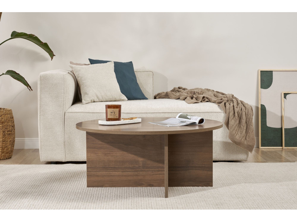 Mesa de centro de madera "Sun" - 90 x 90 x 40 cm - Nogal