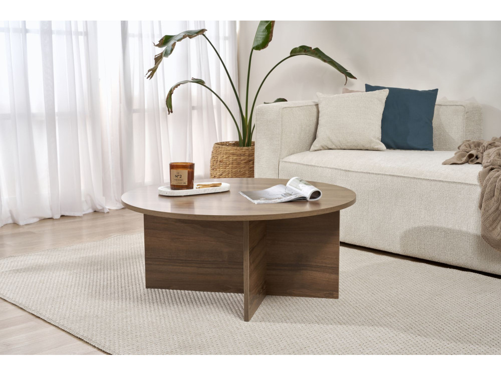 Mesa de centro de madera "Sun" - 90 x 90 x 40 cm - Nogal