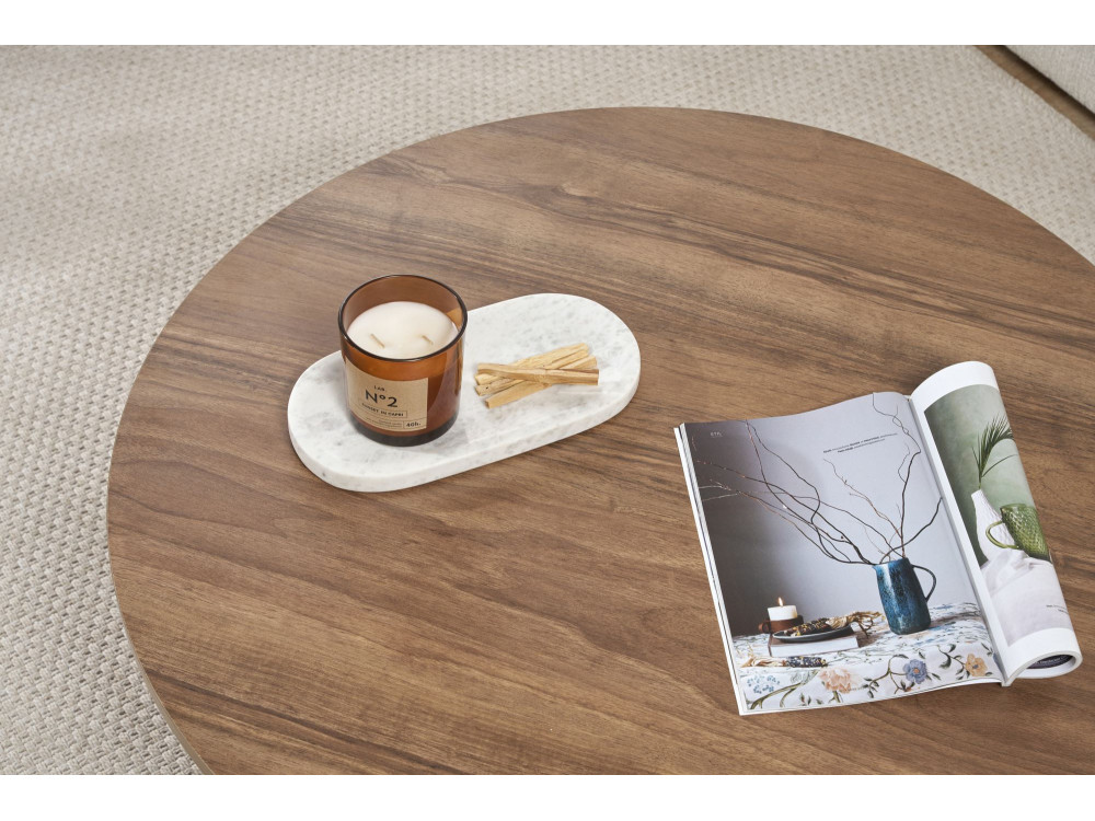 Mesa de centro de madera "Sun" - 90 x 90 x 40 cm - Nogal
