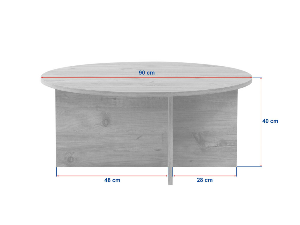 Mesa de centro de madera "Sun" - 90 x 90 x 40 cm - Nogal