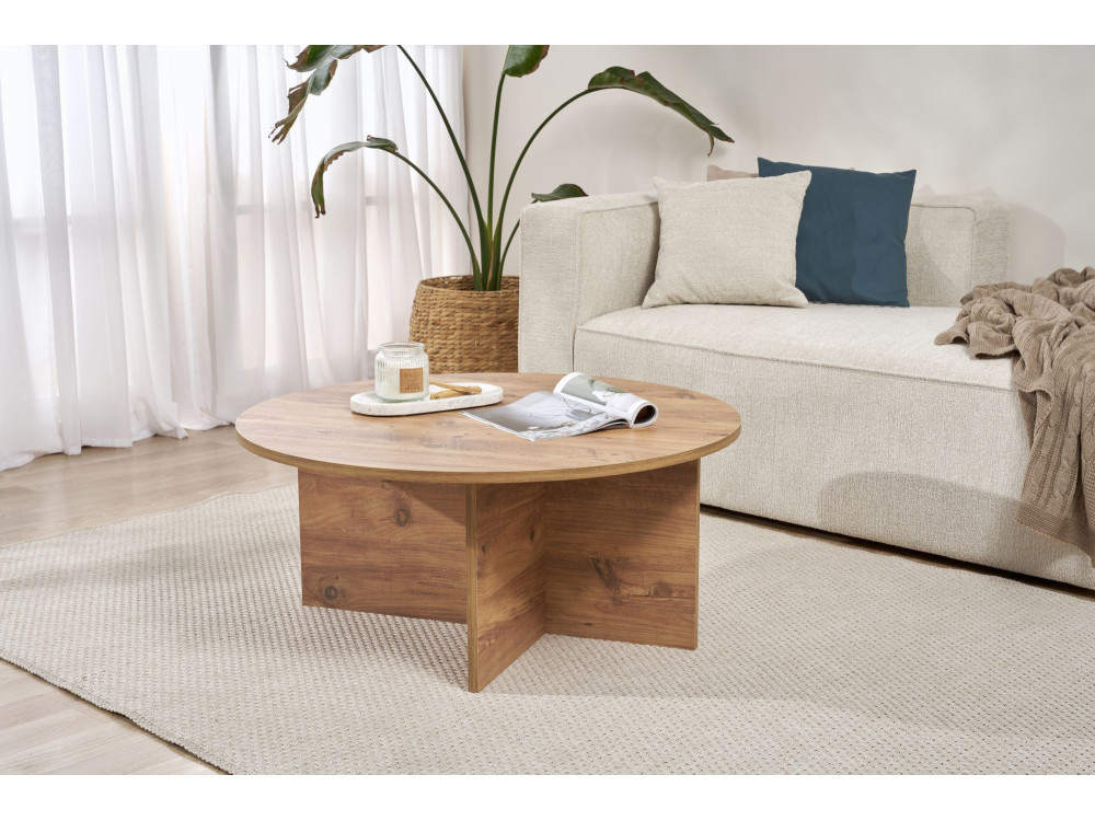 Mesa de centro de madera "Soleil" - 90 x 90 x 40 cm - pino atlántico