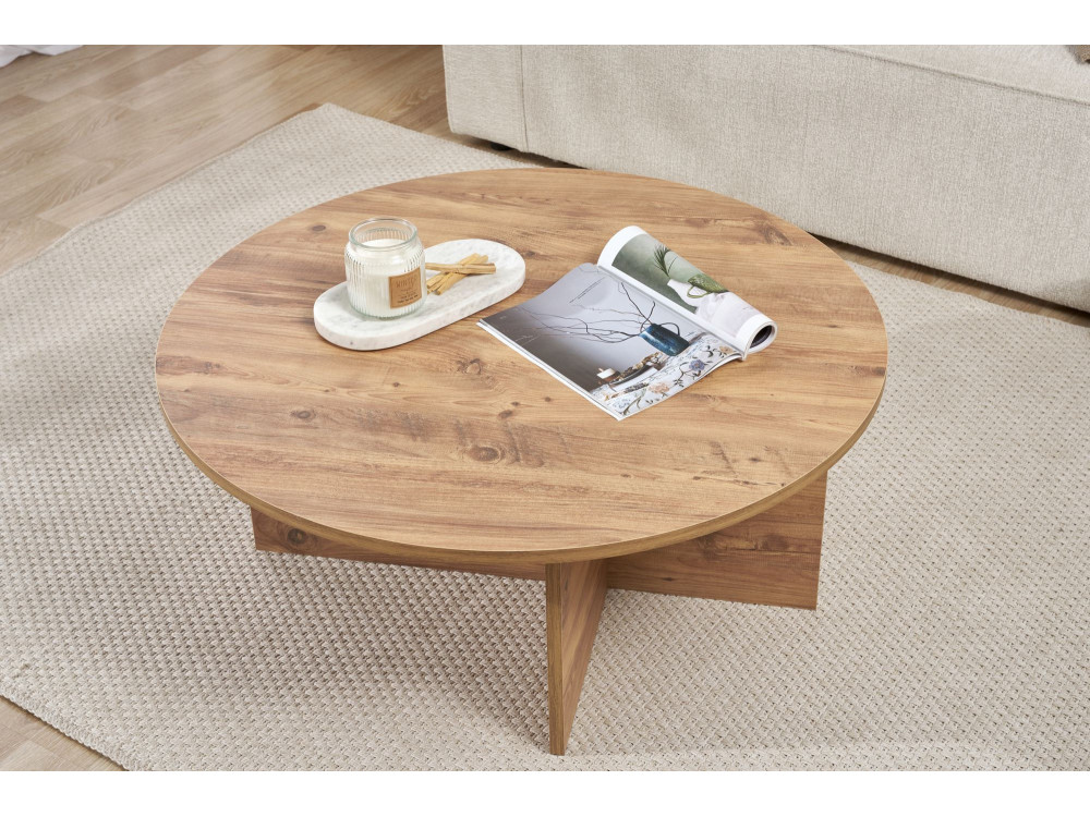 Mesa de centro de madera "Soleil" - 90 x 90 x 40 cm - pino atlántico