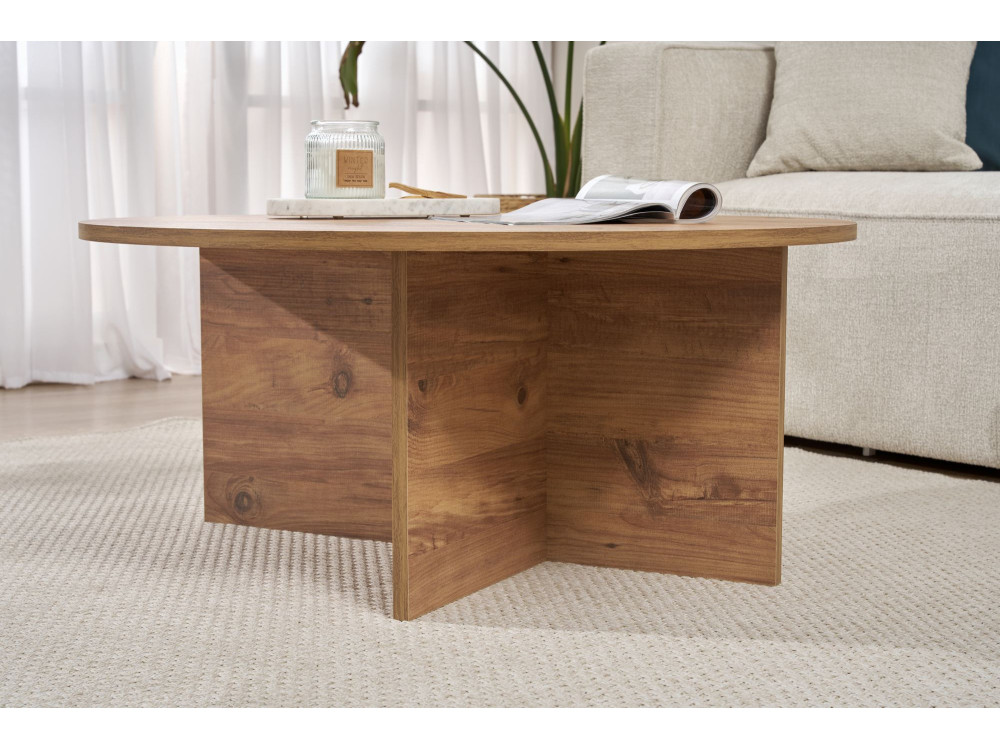 Mesa de centro de madera "Soleil" - 90 x 90 x 40 cm - pino atlántico