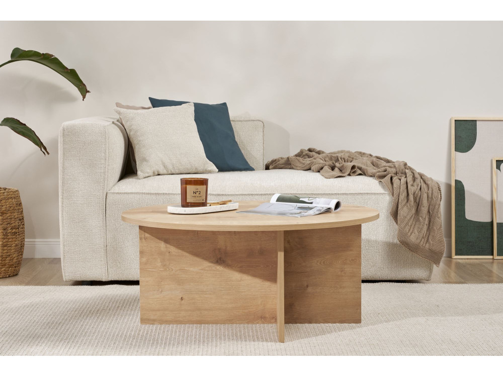 Mesa de centro de madera "Sun" - 90 x 90 x 40 cm - Roble Zafiro