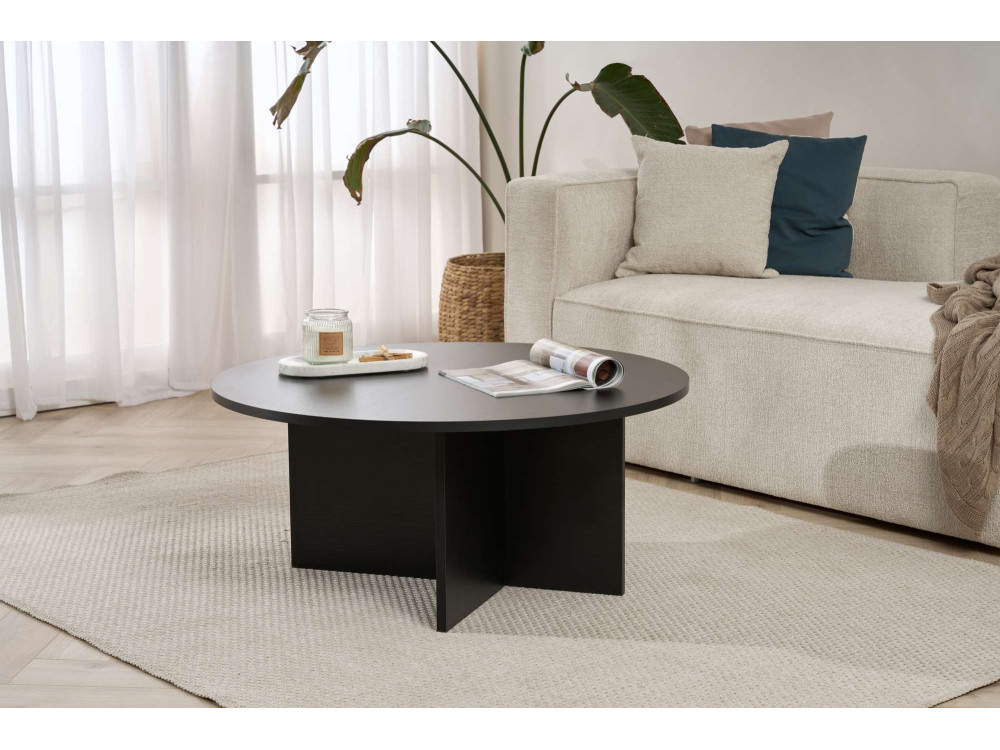 Mesa de centro de madera "Soleil" - 90 x 90 x 40 cm - Madera negra