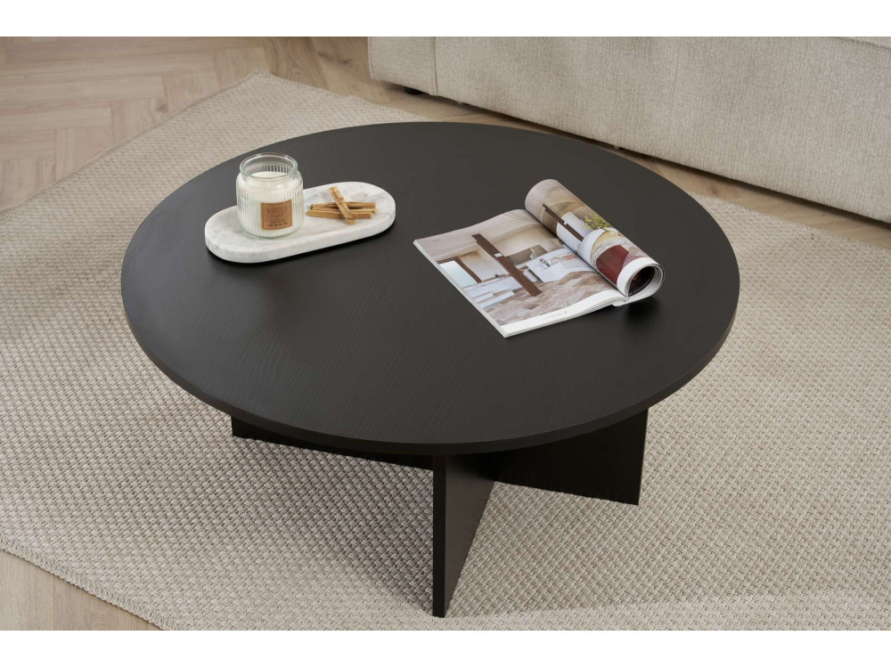 Mesa de centro de madera "Soleil" - 90 x 90 x 40 cm - Madera negra