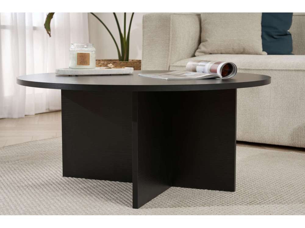 Mesa de centro de madera "Soleil" - 90 x 90 x 40 cm - Madera negra
