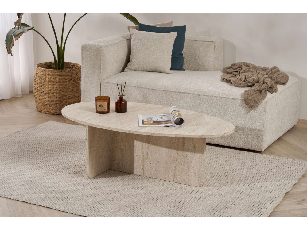 Mesa baja de madera "Orba" - 120 x 65 x 40 cm - Travertino