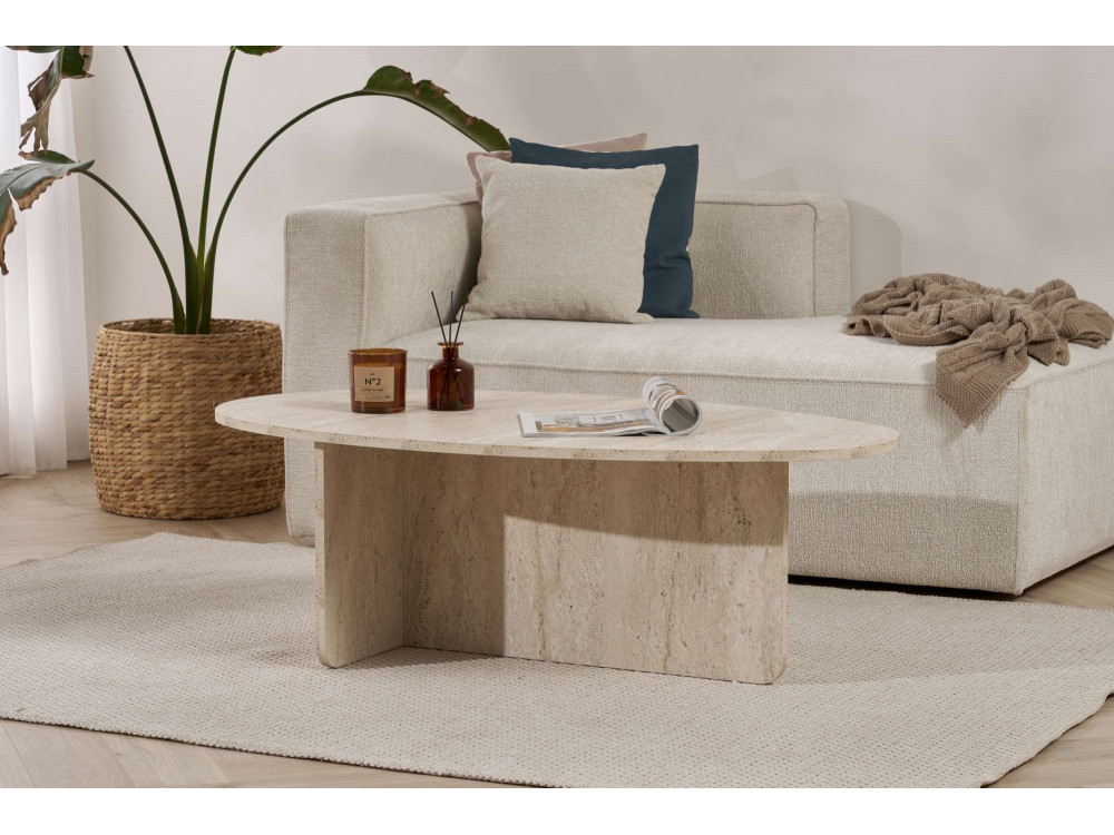 Mesa baja de madera "Orba" - 120 x 65 x 40 cm - Travertino