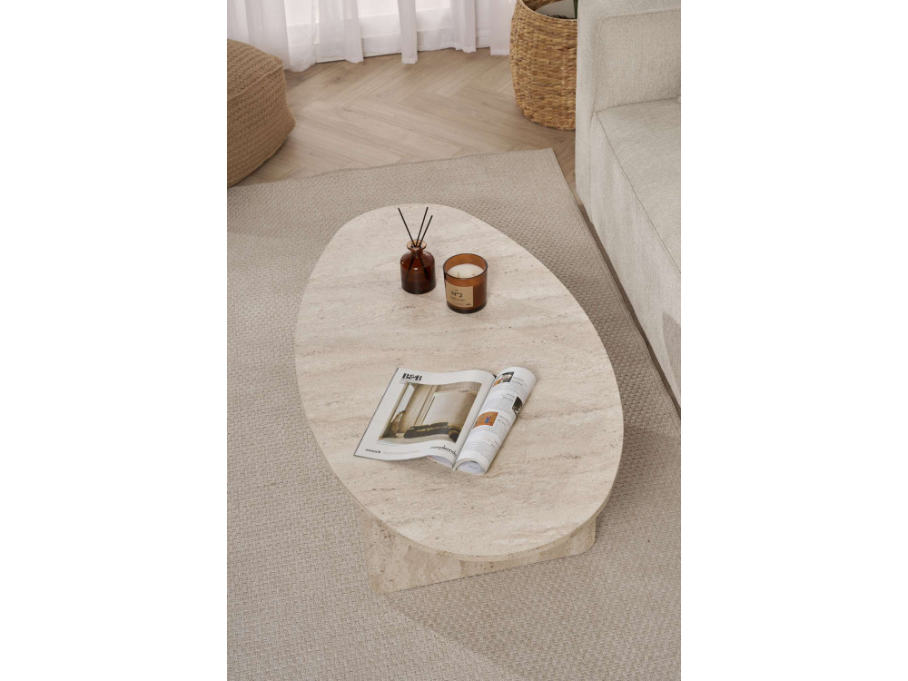 Mesa baja de madera "Orba" - 120 x 65 x 40 cm - Travertino