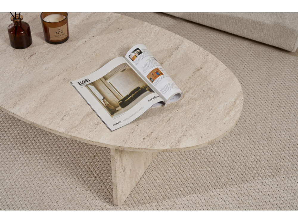Mesa baja de madera "Orba" - 120 x 65 x 40 cm - Travertino