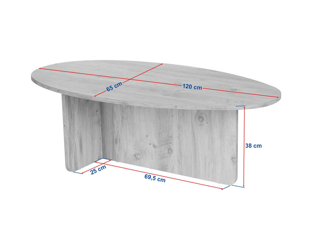 Mesa baja de madera "Orba" - 120 x 65 x 40 cm - Roble