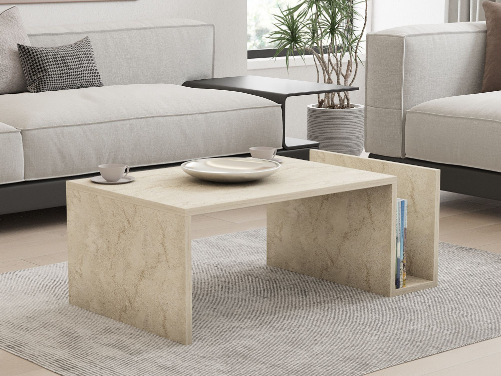 Mesa baja de madera "Memo" - 86 x 50 x 32 cm - Travertino