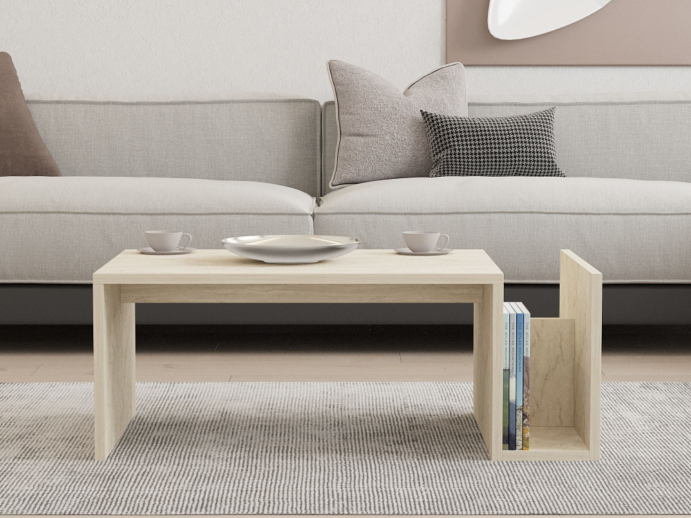 Mesa baja de madera "Memo" - 86 x 50 x 32 cm - Travertino