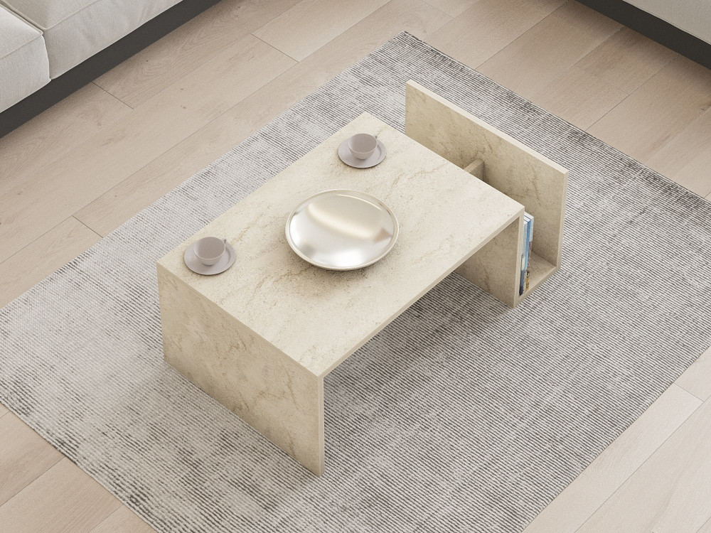 Mesa baja de madera "Memo" - 86 x 50 x 32 cm - Travertino
