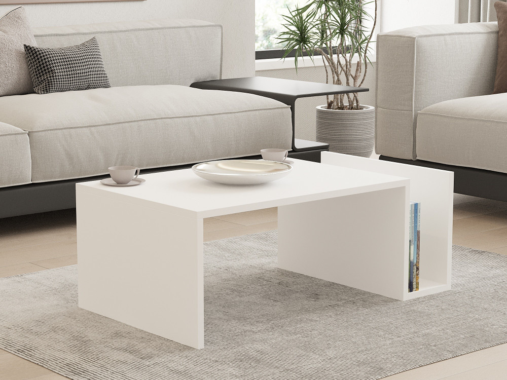 Mesa baja de madera "Memo" - 86 x 50 x 32 cm - Blanca