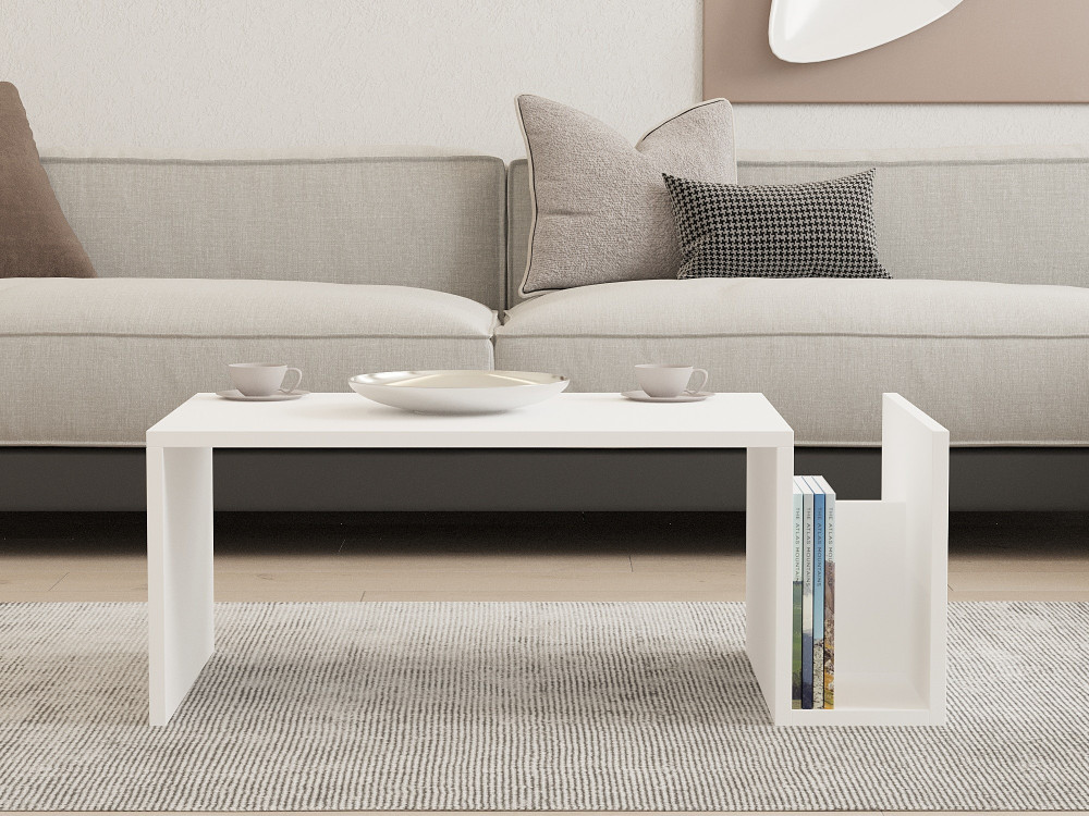 Mesa baja de madera "Memo" - 86 x 50 x 32 cm - Blanca