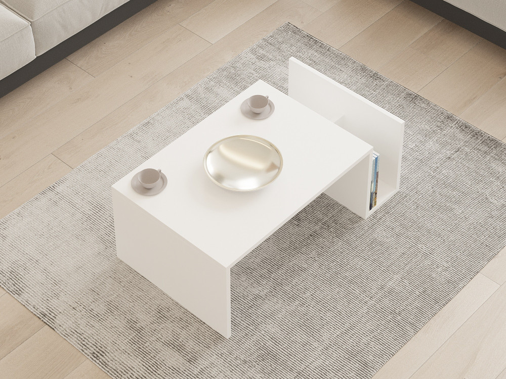 Mesa baja de madera "Memo" - 86 x 50 x 32 cm - Blanca