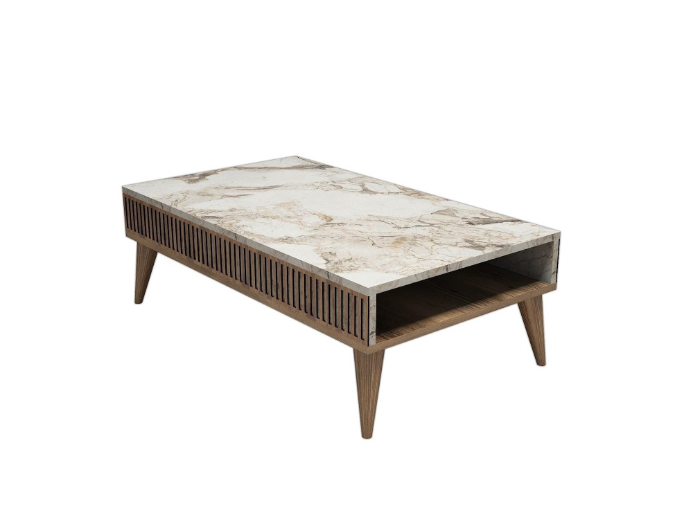 Mesa baja de madera "Milan" - 105 x 60 x 34 cm - NogalBlanco