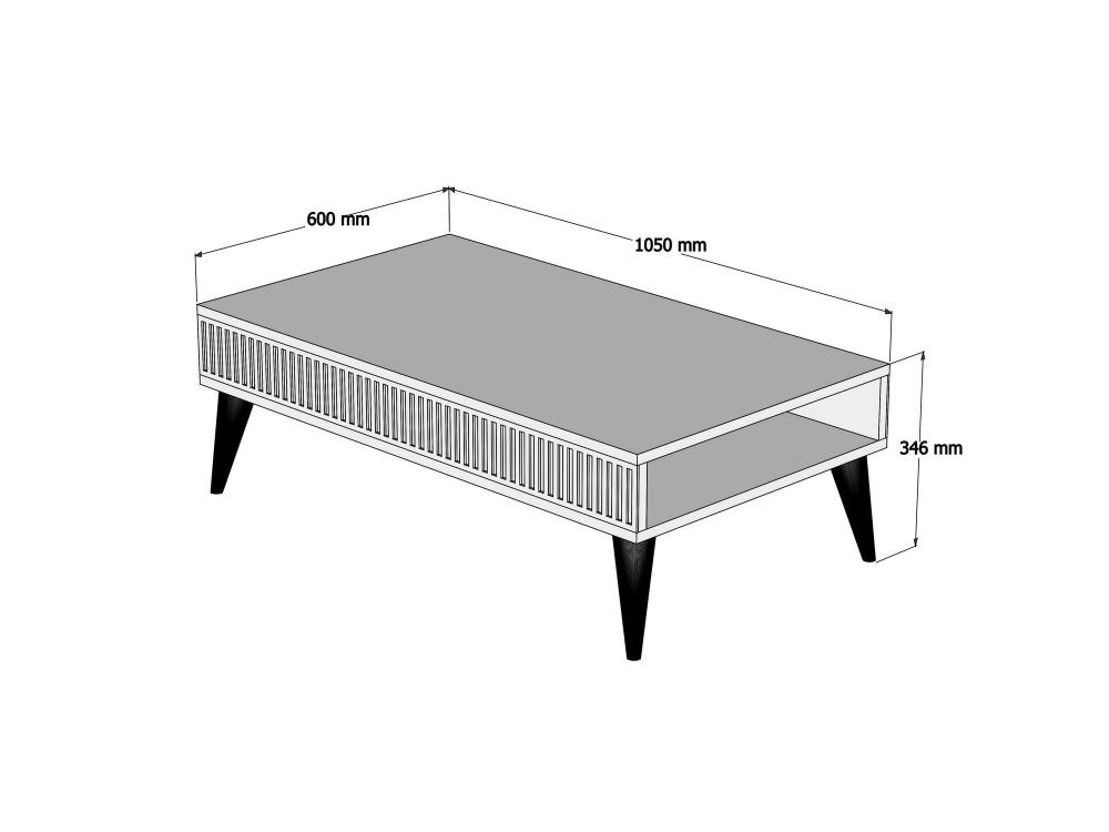 Mesa baja de madera "Milan" - 105 x 60 x 34 cm - NogalBlanco
