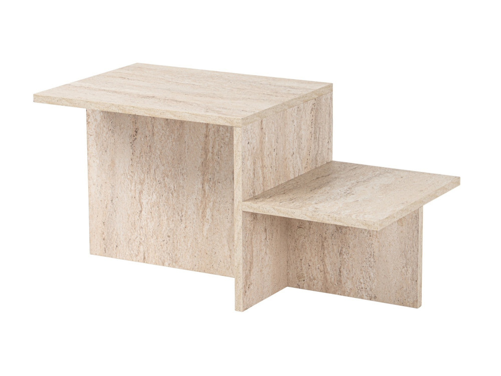 Mesa baja de madera "Harmony" - 80 x 40 x 40 cm - Travertino